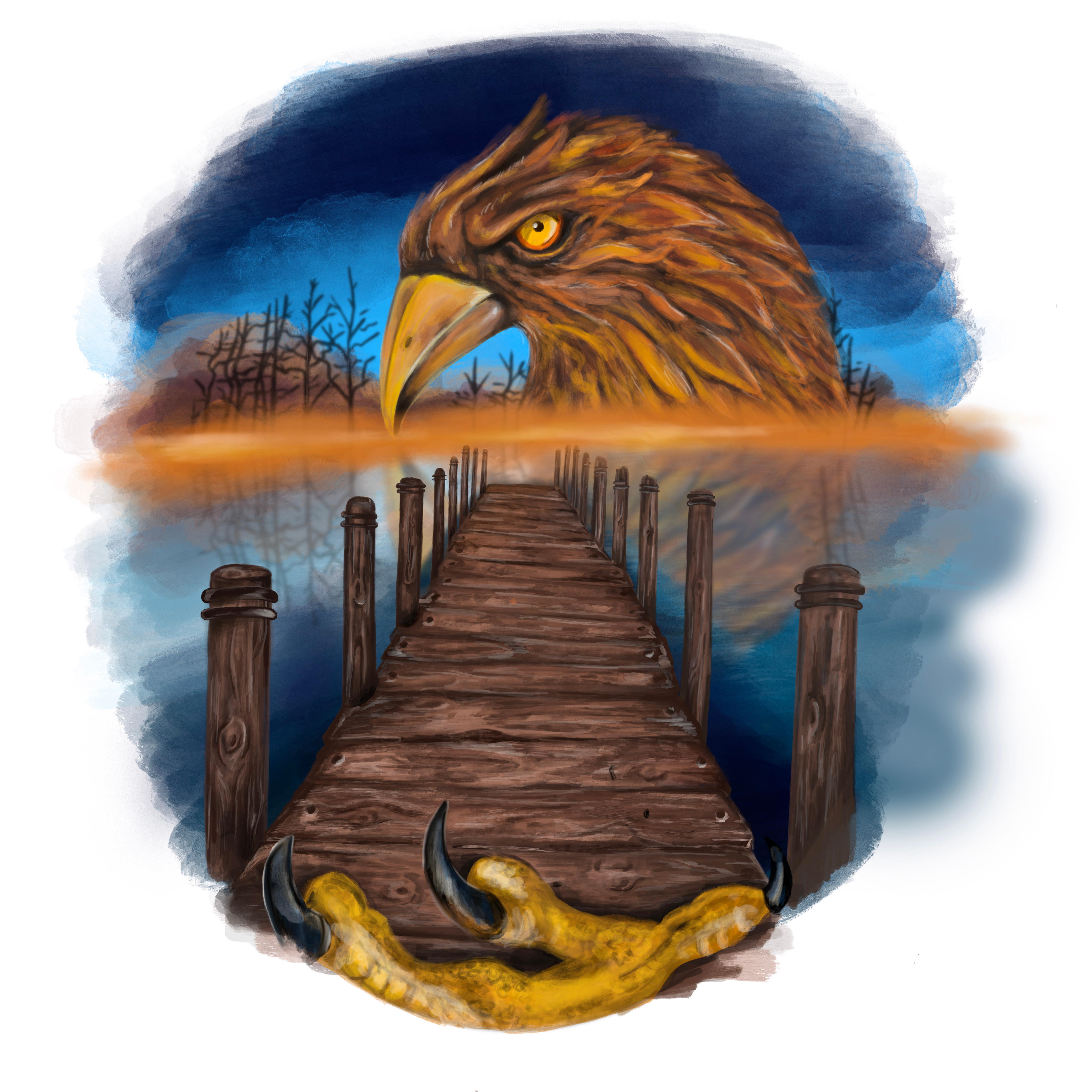 MudHen Brewing, The Dockness Beer beer art beer label bird dawn dock dusk eerie fog haze illustration mist moody mudhen painted painterly painting scene story telling swamp water