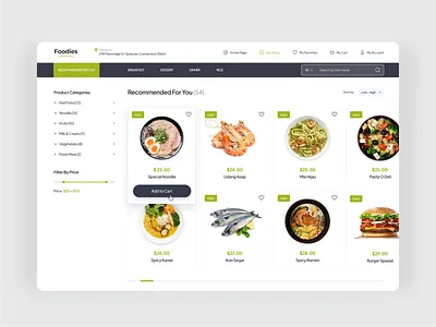Foodies - Online Food Order Dashboard dashboard design dish food green groceries market place meal minimalist online order shop ui uidesign user experience user interface ux webdesign website