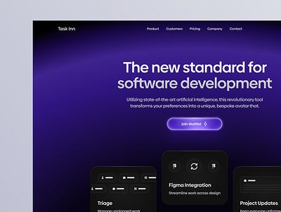 AI Software SaaS Web UI design ai business dark mode development glow gradient hero section landing landing page no code software ui design web web design website