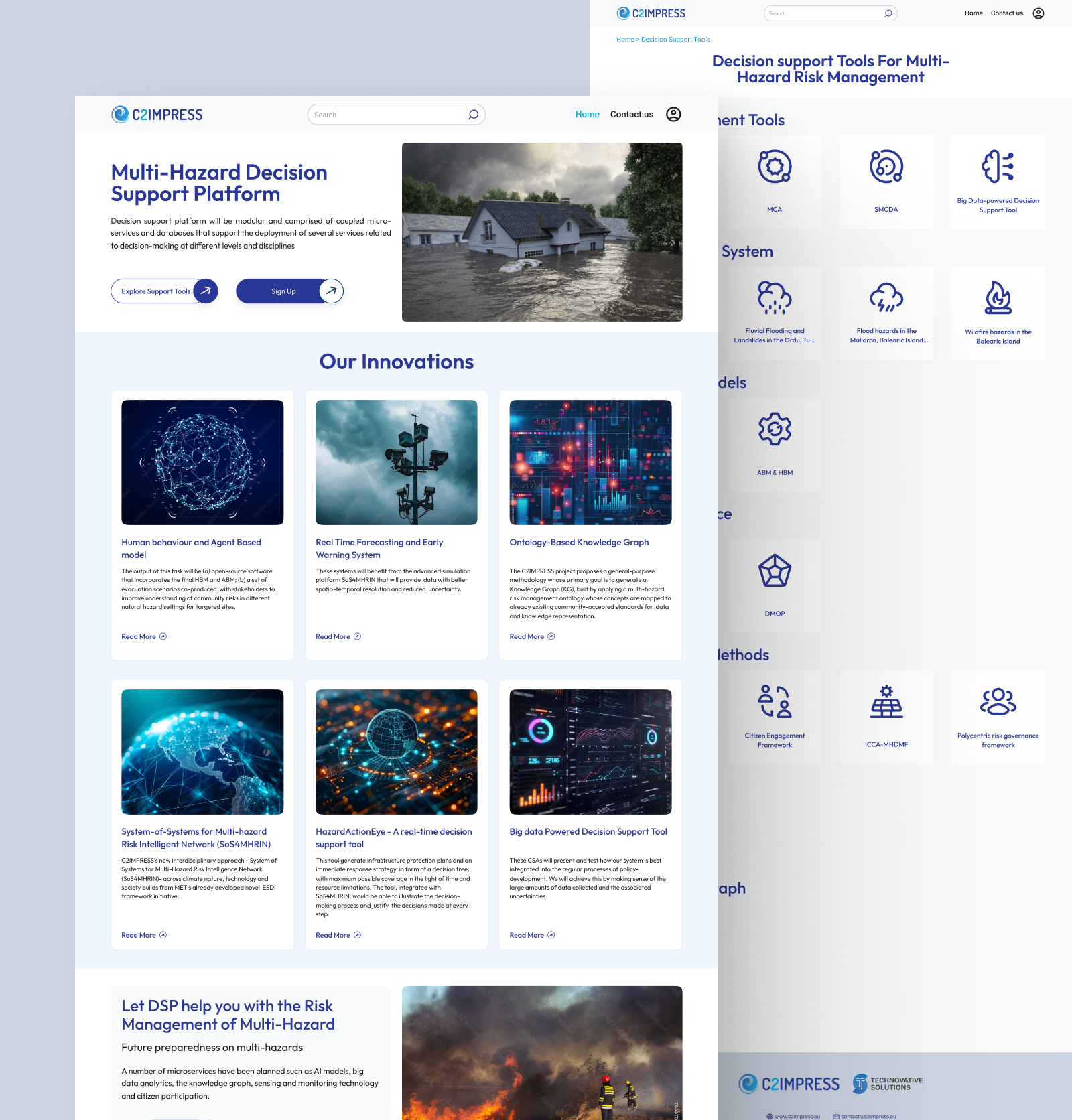 🌍 Multi-Hazard Decision Support Platform-Web UI climate environment eu hazzard landing page multi hazzard weather