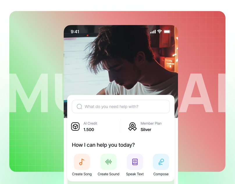 MusicAI - Generate Music Using AI ai android app branding clean color design minimalis music musicai typography ui ux