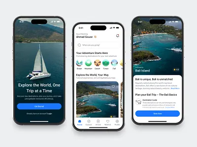 Travel Mobile App app book clean design explore fireart journey search travel trip ui ux world