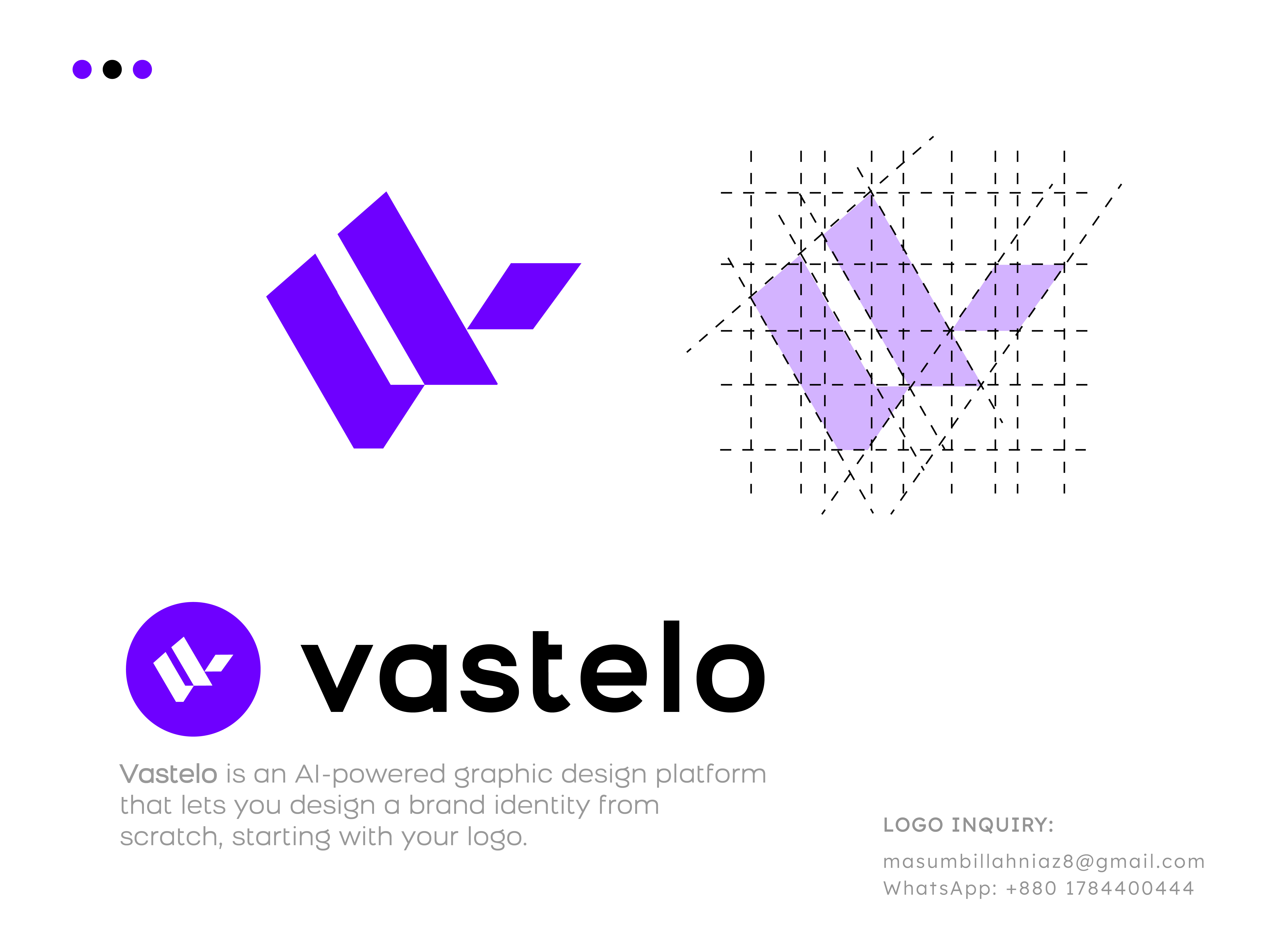 vastelo logo design - v letter - logo - branding agency ai artificial intelligence brand identity branding company design graphic design logo logo design logos minimalist software v letter v logo