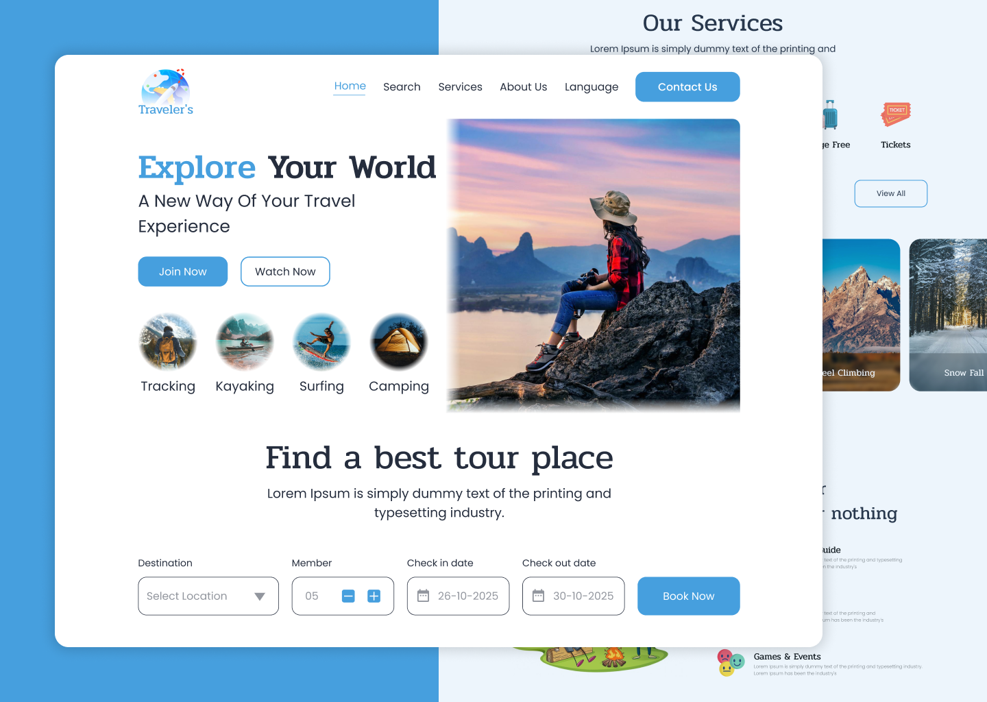 Traveller's Landing Page DESIGN creativedesign dribbbleportfolio landingpage landingpagedesign uidesign uiux userexperience uxdesign webdesign webui