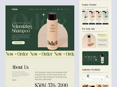 Odele Shopify store for Hair & Skincare graphic design home page landingpage product design product detail page product details product landing page product llanding page design product website shopify shopify landing page shopify store design shopify website web web design web page website