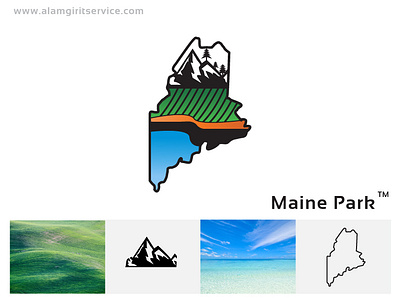 Maine Park Logo Design abstract logo bench branding field logo green illustration jurassic logo logo design maine location maine map maine point mountain logo national park park logo peak logo sea logo trees vector