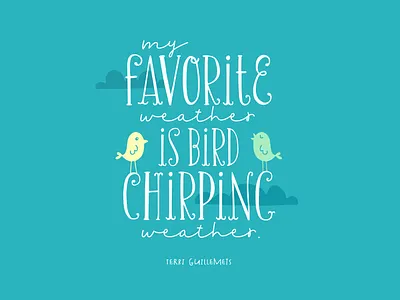 Spring is here! adorable birds clouds cute font hand drawn handwriting illustration script type typography