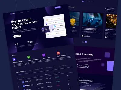Buy & Trade Crypto - Website Design blockchainui cryptodesign graphic design landingpage nft ui uiux ux website website design