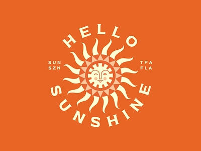 Hello Sunshine 🌞 badge badge design florida florida design illustration lockup serif sun sunshine tropical typography vintage type warm warm colors