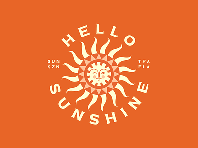 Hello Sunshine 🌞 badge badge design florida florida design illustration lockup serif sun sunshine tropical typography vintage type warm warm colors
