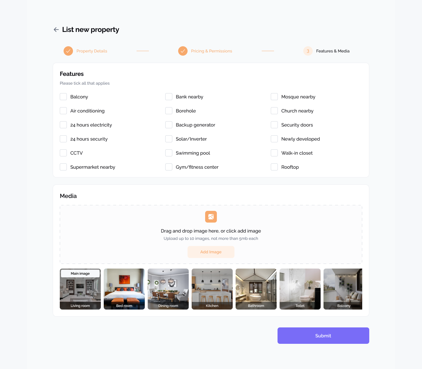 Property Listing Flow (Upload Images) dashboard dashboard design images upload listing flow property dashboard property listing ui design upload image design upload images web page