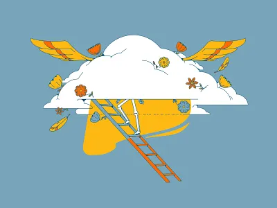 Attics of my Life attic clouds deadhead flower illustration shirt skeleton t shirt vector