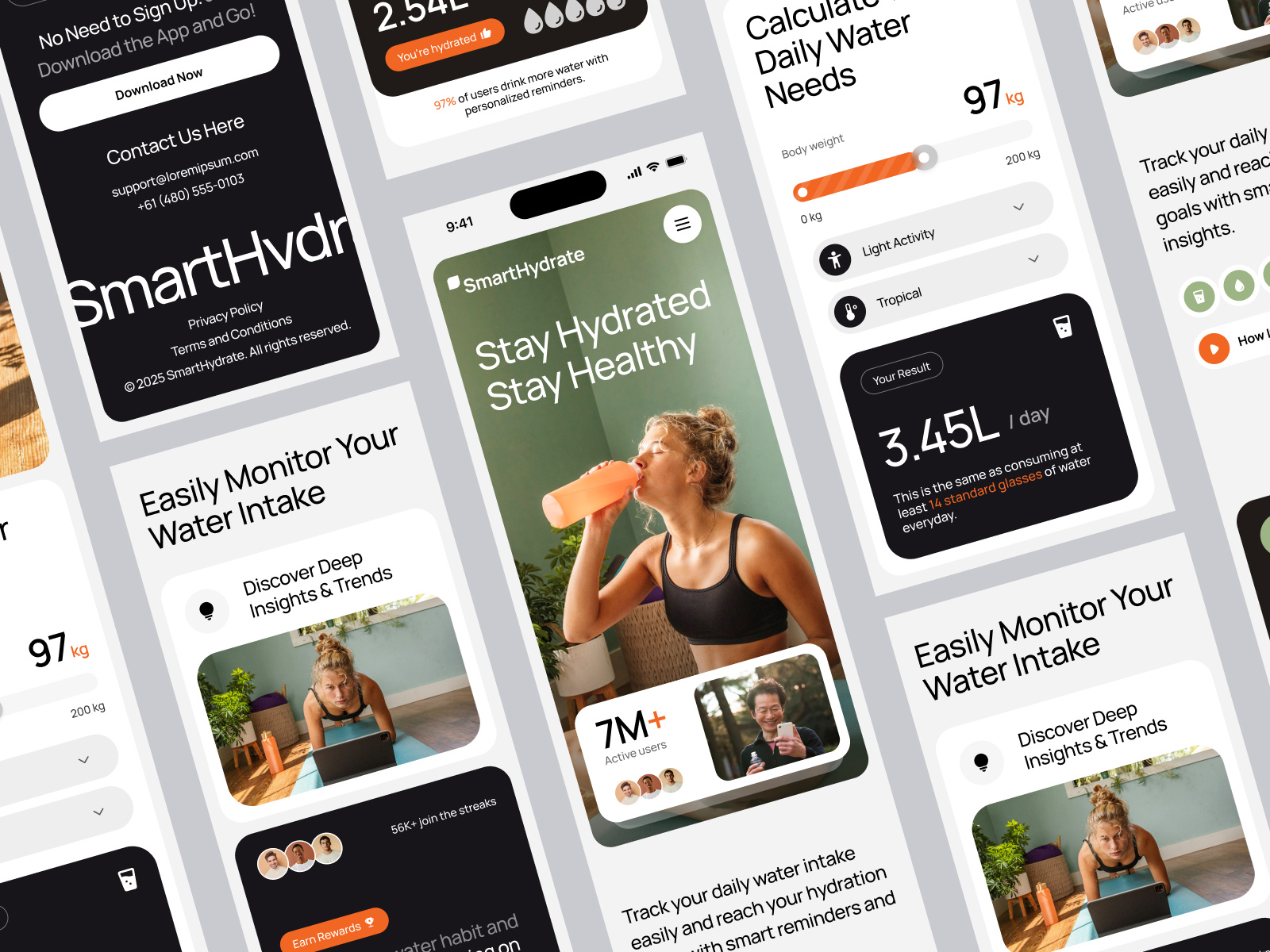 SmartHydrate - Mobile Responsive Page figma design health landing page landing page mobile page mobile responsive responsive design responsive page smart hydrate ui design ui ux design water tracker app web design website design
