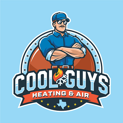Modern Mascot Logo for HVAC Pros – Cool Guys Heating & Air business logo design