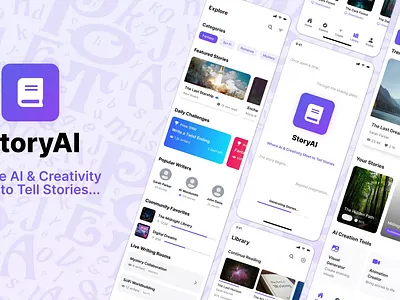 Storytelling App Design: Your AI-Powered Story Companion! aiappdesign aicompanion aimobileapp appconcept appdesign creativedesign dailyui designinspo designshowcase designwithai dribbbleshots fictionapp interfacedesign mobileui storytellerai storytellingapp uidesign uxdaily uxdesign uxinspiration