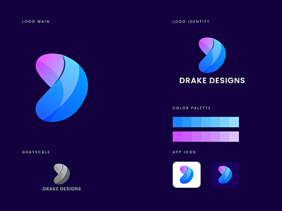 DRAKE DESIGNS affordable website app blue brand logo branding custom logo design design genious drake designs graphic design icon illustration logo logo design purple social media marketing ui ux vector web design