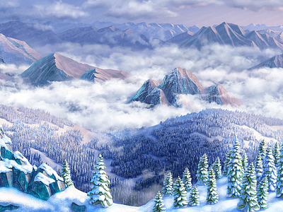 The main Screen development for the slot game "Siberian Tiger" backgroun picture background background art background game background image game art game design illustration illustration design illustrations siberian slot siberian themed siberian tiger slot design winter themed slot