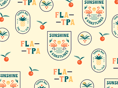 Florida thangs badge badge design coastline flamingo florida ocean oranges palm trees retro sun tropical typography vintage