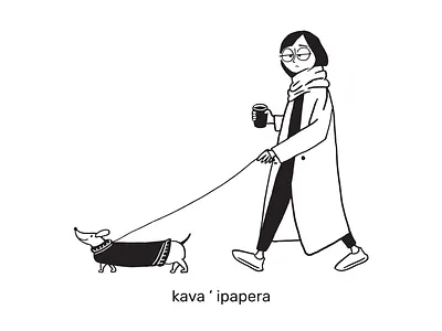 Morning art branding cafe character character design coffee design dog doodle dribbble fun funny graphic design illustration morning sketch vector walk woman