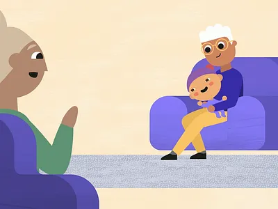Stranger danger 2d animation baby characters design educational fab design family flat flat design grandparent illustration motion design motion graphics