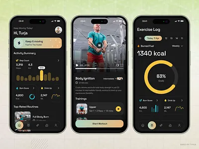 Turbin Fitness Mobile App app design application body building crossfit fitness app fitness app design gym app health app health application healthy heart rate ios app personal trainer sleep quality sport app sports tracking training app wellness workout