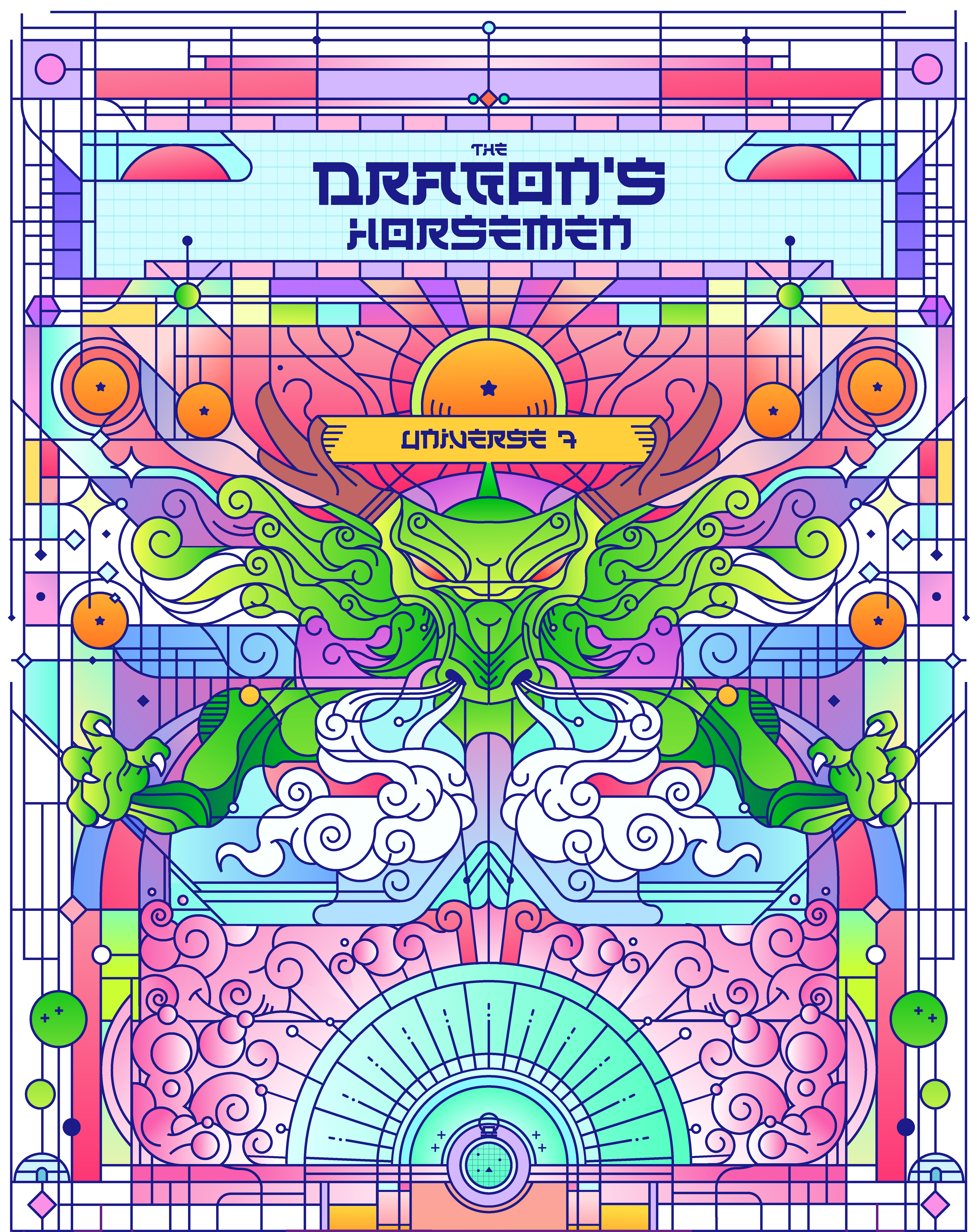 The Dragons Horsemen anime dragon dragonball glass painting goku graphic design illustration japanese stroke vector