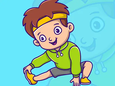 Cute boy cartoon character doing stretching boy character boy mascot cartoon character cartoon sport cebred cebred toon doing stretching funny cartoon sport sport man stretching