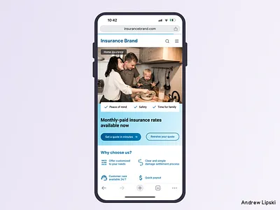 Insurer Mobile Website / Landing Page - First Visible Screen calltoaction conversion conversion rate optimization cro cta digitalcommunication digitalmarketing digitalmediastrategy insurance landing page leadgeneration mobile mobile website user experience design ux uxstrategy uxui valueproposition website
