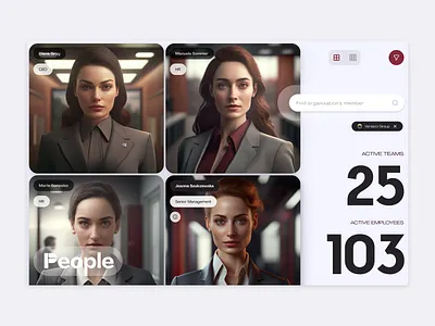 People - Avatar HR app app avatars community company company employees dashboard design desktop employee employees hr human resources management metaverse minimal organisation product ui ux workforce