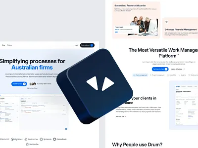 Work Management Software - Landing page client management saas saas landing page saas ui saas website software website ui design uiux design website work management website