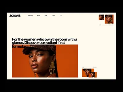 Acrowa website clean layout design minimal skincare website tech ui design womean