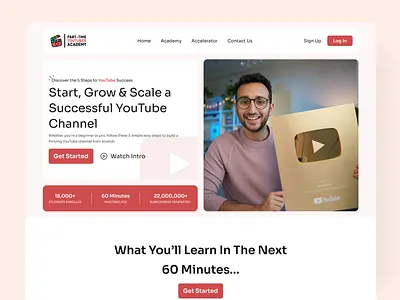 PART TIME YOUTUBER ACADEMY - Landing Page Design branding dashboard design design illustration landing page landing page design new design ui ui design ux design