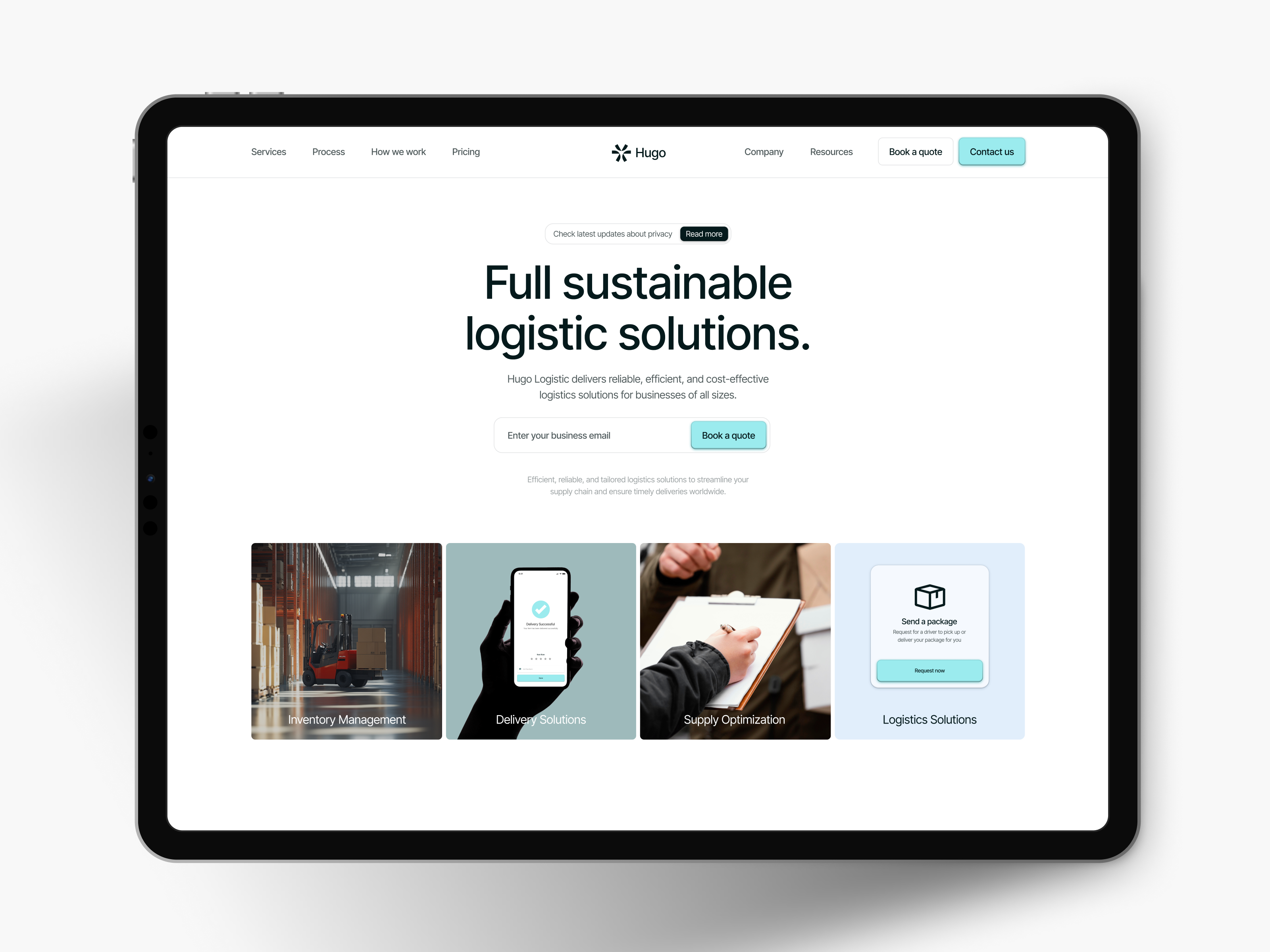 Hugo Logistic Website Design branding clean design graphic design illustration logistic logo modern ui uiux uiuxdesign ux webdesign