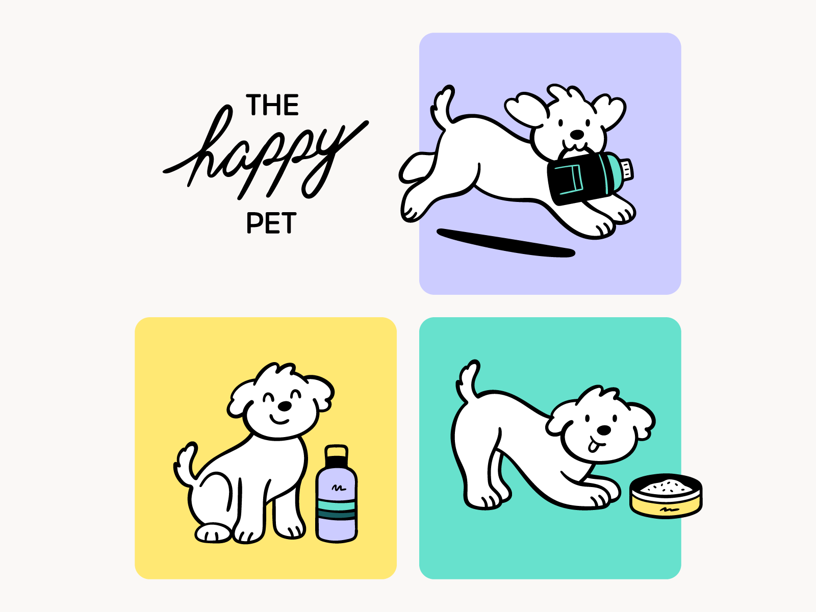 The Happy Pet brand branding cartoon cute design dog flat friendly graphic design illustration lettering logo minimal pet simple vector