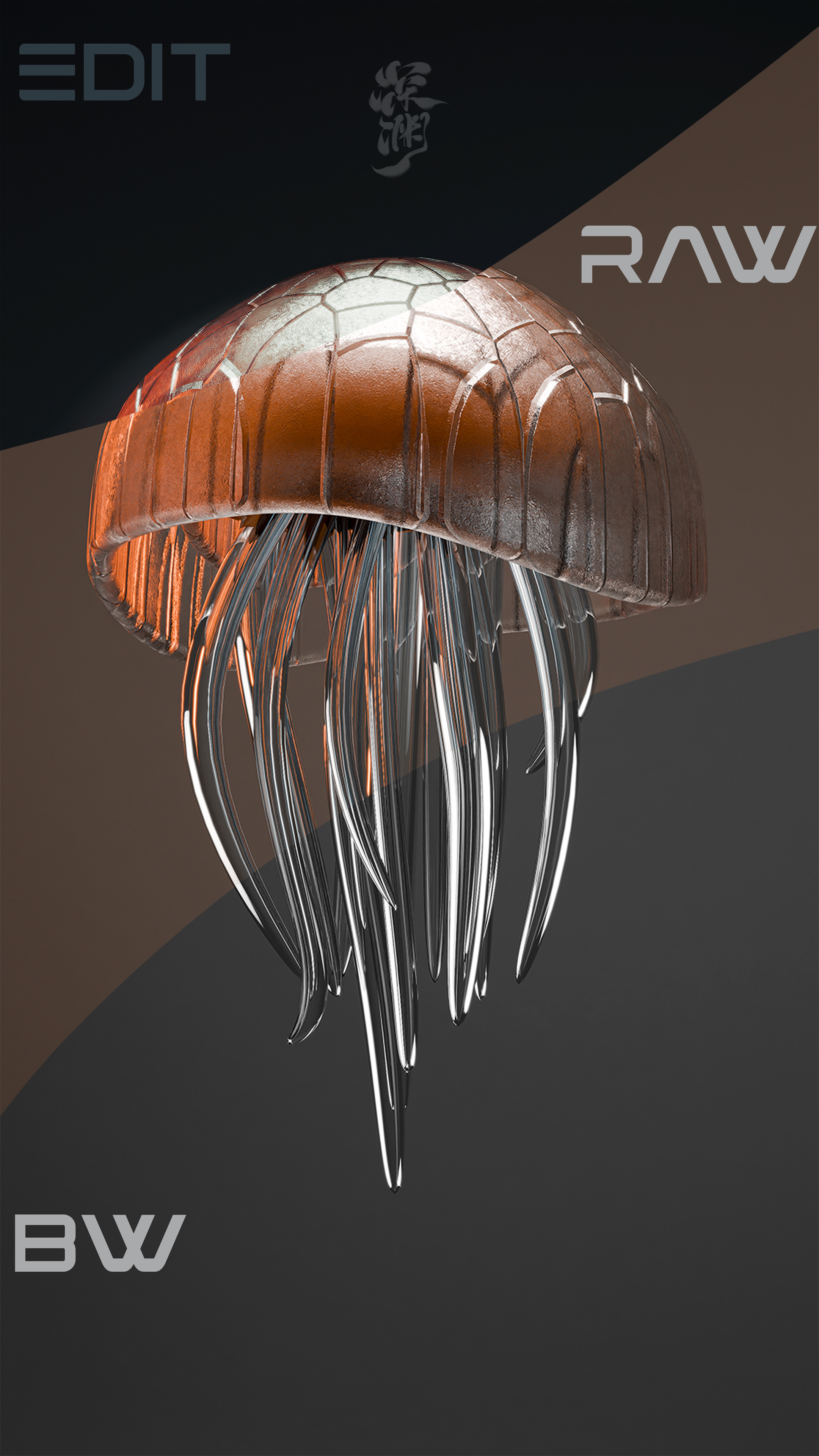 3D Sci-Fi Jellyfish 3d 3drendering art b3d blender blender3d cgi conceptdesign creativeprocess graphic design scifidesign visualart