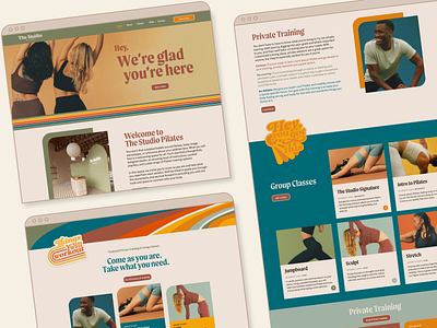 The Studio Pilates | Website Design bold branding bright colorful fitness fun funky pilates retro web design website