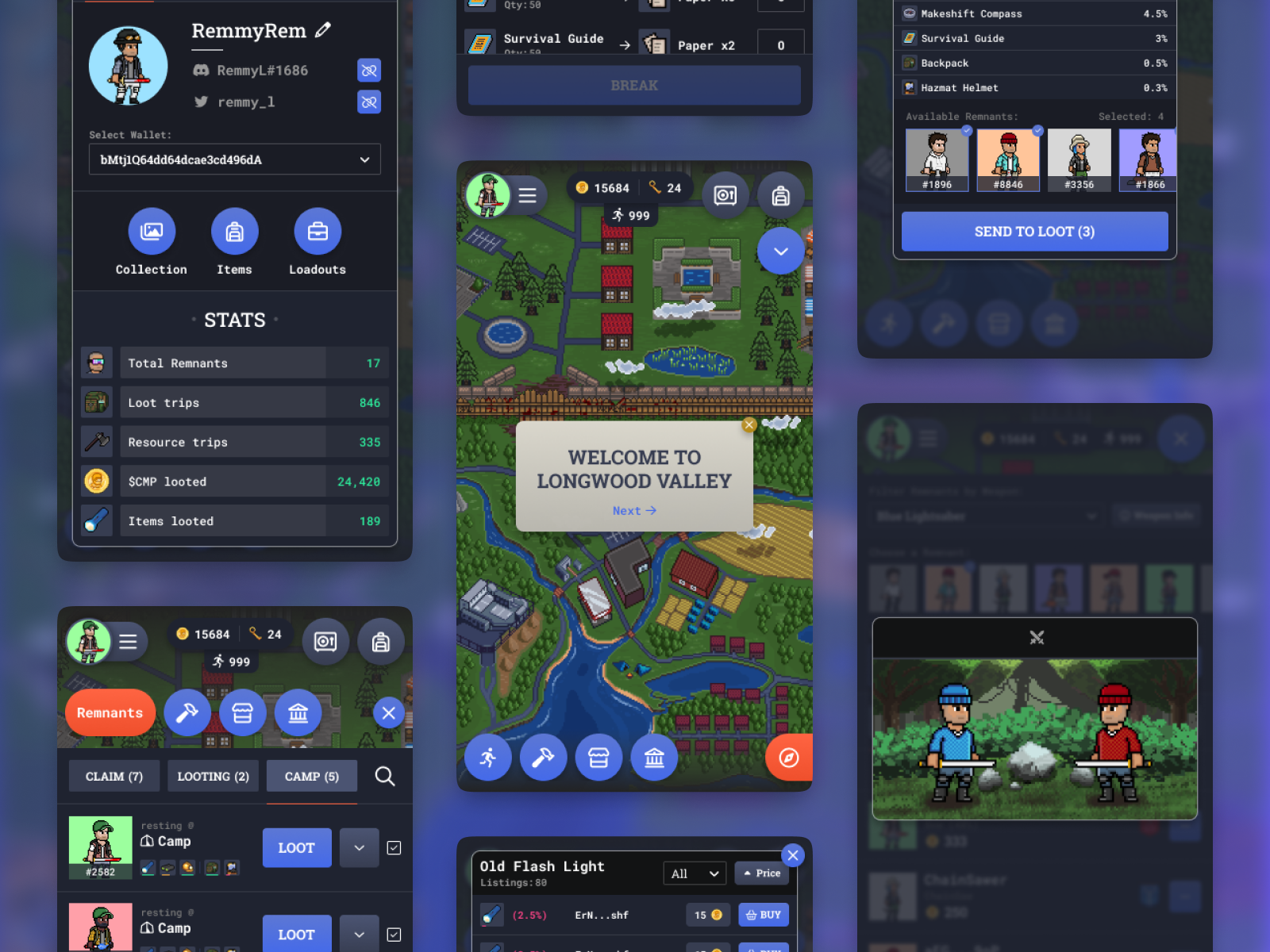🏕️ The Remnants crypto design game gamifi modern pixel pixel art product ui ux web design