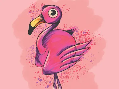 Flamingo Party art bold lines digital painting illustration painting procreate art watercolour