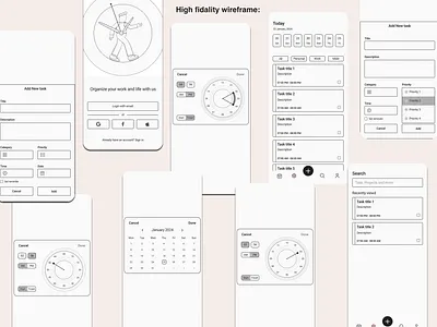 High Fidality Wireframe design ui ux