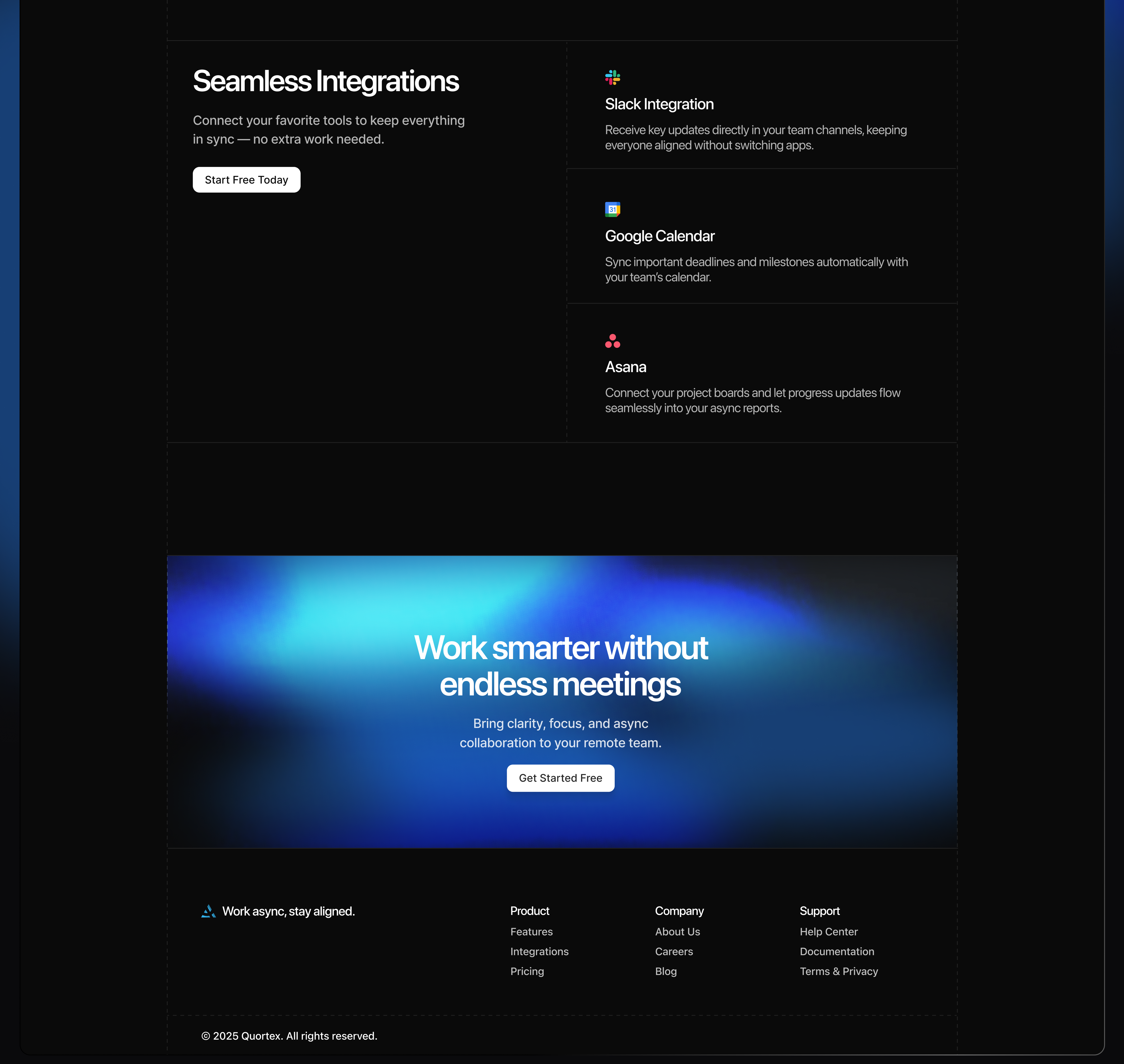 Quortex // Integration section ai cta footer section ia landing page landing page saas saas ui ux uxui web design webdesign website