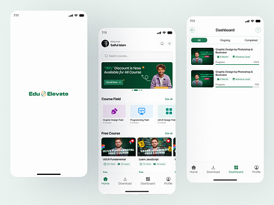 EduElevate - UI/UX for Edtech App app edtech app elearning app mobile app mobile app ui product design ui ui design uiux visual design wireframe