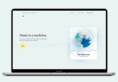 Decorate Silence: Landing Page: Website Design: UI animation app audio branding design frontend homepage landingpage motion graphics music player premium ui uiux website