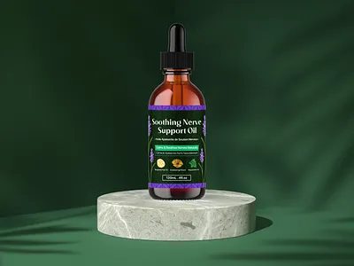 Soothing Nerve Support Oil Label Design cosmetic design graphic design iran label label design product design