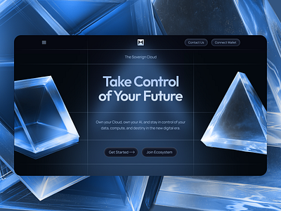 Hero Section Design for AI-Driven Platform 💎 2d 3d ai animation bitcoin blockchain clean crypto cryptocurrency crystals dashboard defi modern motion neat nft ui web3