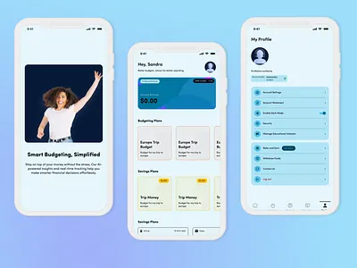 Budgeting and Savings App - Light Mode budget app light mode mobile app savings app ui ux design
