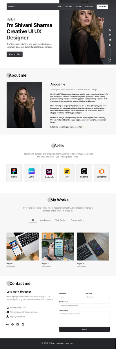 Personal Portfolio design figma typography ui uiux ux