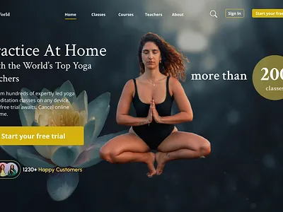 Yoga UI/UX Design Hero Section fitness health seo uiux design website design wellness
