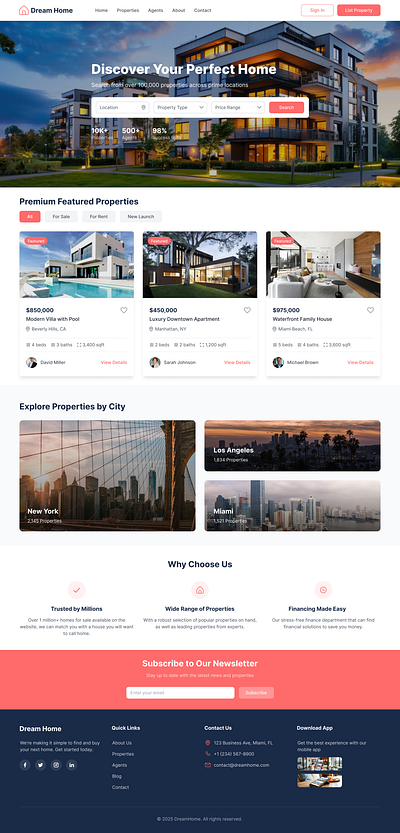 Modern Real Estate Website Design property website real estate real estate template realestate website