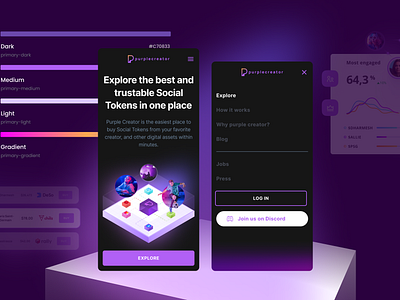 Website Crypto app appdesign branding branding and identity crypto crypto currency dark darkmode darktheme exchange gradient icon landingpage mobile purple social token ui web web3.0 webdesign