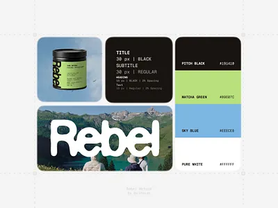 Branding and Packaging design — Rebel Matcha b2c bold branding consumer creative design logo matcha minimalistic modern packaging typography